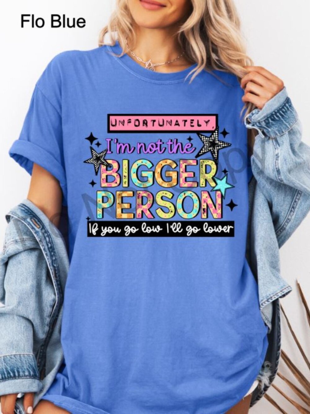 Unfortunately Bigger Person Graphic Tee Funny Sarcastic Quote Shirt Womens - Picture 6 of 10